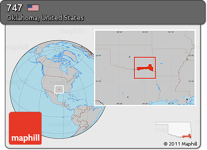 Gray Location Map of ZIP Codes Starting with 747
