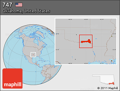 Gray Location Map of ZIP Codes Starting with 747