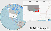Gray Location Map of ZIP codes starting with 747, highlighted country, highlighted state, hill shading