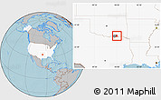 Gray Location Map of ZIP code 74723, highlighted country, highlighted county, hill shading