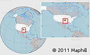 Gray Location Map of ZIP code 74723, highlighted country, highlighted state, within the entire country, hill shading