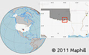 Gray Location Map of ZIP code 74723, highlighted country, highlighted state, hill shading
