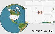 Satellite Location Map of ZIP code 74723, highlighted country, highlighted county