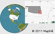 Satellite Location Map of ZIP code 74724, highlighted country, highlighted state