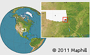 Satellite Location Map of ZIP code 74724, highlighted county, highlighted state