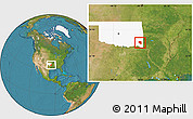 Satellite Location Map of ZIP code 74724, highlighted state