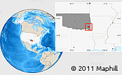 Shaded Relief Location Map of ZIP code 74724, highlighted country, highlighted state