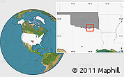 Satellite Location Map of ZIP code 74726, highlighted country, highlighted state