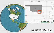 Satellite Location Map of ZIP code 74727, highlighted country, highlighted state