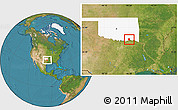 Satellite Location Map of ZIP code 74727, highlighted state