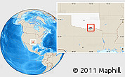 Shaded Relief Location Map of ZIP code 74729, highlighted county, highlighted state
