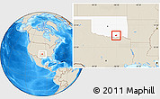 Shaded Relief Location Map of ZIP code 74729, highlighted state