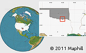 Satellite Location Map of ZIP code 74730, highlighted country, highlighted state