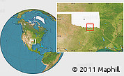 Satellite Location Map of ZIP code 74730, highlighted state