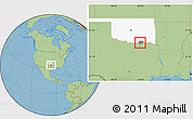 Savanna Style Location Map of ZIP code 74730, highlighted county, highlighted state