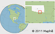 Savanna Style Location Map of ZIP code 74730, highlighted state