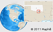 Shaded Relief Location Map of ZIP code 74731, highlighted county, highlighted state