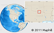 Shaded Relief Location Map of ZIP code 74731, highlighted county