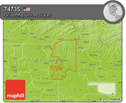 Physical Map of ZIP Code 74735