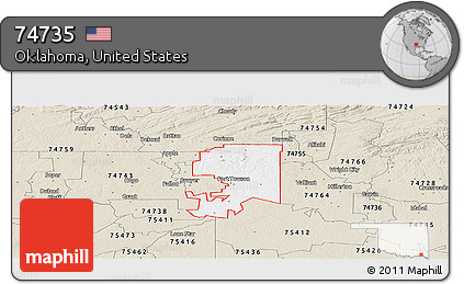 Classic Style Panoramic Map of ZIP Code 74735