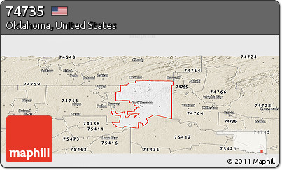 Classic Style Panoramic Map of ZIP Code 74735