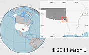 Gray Location Map of ZIP code 74736, highlighted country, highlighted state, hill shading