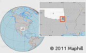 Gray Location Map of ZIP code 74736, highlighted county, highlighted state, hill shading