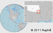 Gray Location Map of ZIP code 74736, highlighted state, hill shading