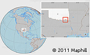 Gray Location Map of ZIP code 74738, highlighted state, hill shading