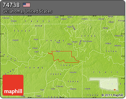 Physical Map of ZIP Code 74738