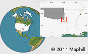 Satellite Location Map of ZIP code 74740, highlighted country, highlighted state