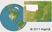 Satellite Location Map of ZIP code 74740, highlighted county, highlighted state