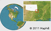 Satellite Location Map of ZIP code 74740, highlighted state