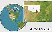 Satellite Location Map of ZIP code 74743, highlighted state