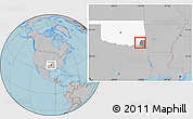 Gray Location Map of ZIP code 74754, highlighted county, highlighted state, hill shading