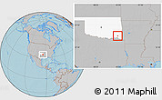 Gray Location Map of ZIP code 74754, highlighted state, hill shading
