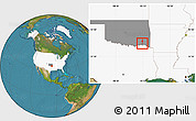 Satellite Location Map of ZIP code 74760, highlighted country, highlighted state