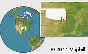 Satellite Location Map of ZIP code 74764, highlighted state