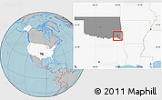 Gray Location Map of ZIP code 74766, highlighted country, highlighted state, hill shading