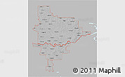 Gray 3D Map of ZIP codes starting with 748, single color outside