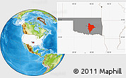 Physical Location Map of ZIP codes starting with 748, highlighted country, highlighted state