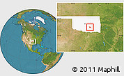 Satellite Location Map of ZIP code 74825, highlighted state