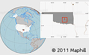 Gray Location Map of ZIP code 74826, highlighted country, highlighted state, hill shading