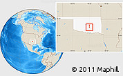 Shaded Relief Location Map of ZIP code 74826, highlighted state
