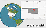 Satellite Location Map of ZIP code 74832, highlighted country, highlighted state