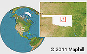 Satellite Location Map of ZIP code 74832, highlighted state
