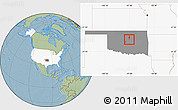 Savanna Style Location Map of ZIP code 74832, highlighted country, highlighted state, hill shading