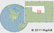 Savanna Style Location Map of ZIP code 74856, highlighted county, highlighted state, hill shading