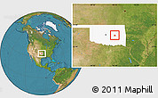 Satellite Location Map of ZIP code 74880, highlighted state