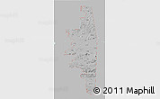 Gray 3D Map of ZIP codes starting with 749, single color outside